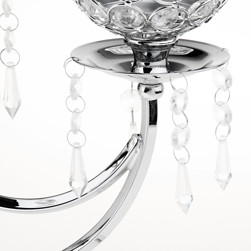 Crystal Metal Votive Tea Light Candle Holder 3-arms Candle Stand 36cm Tall Wedding Event Candelabra Candle Stick Decor Crafts