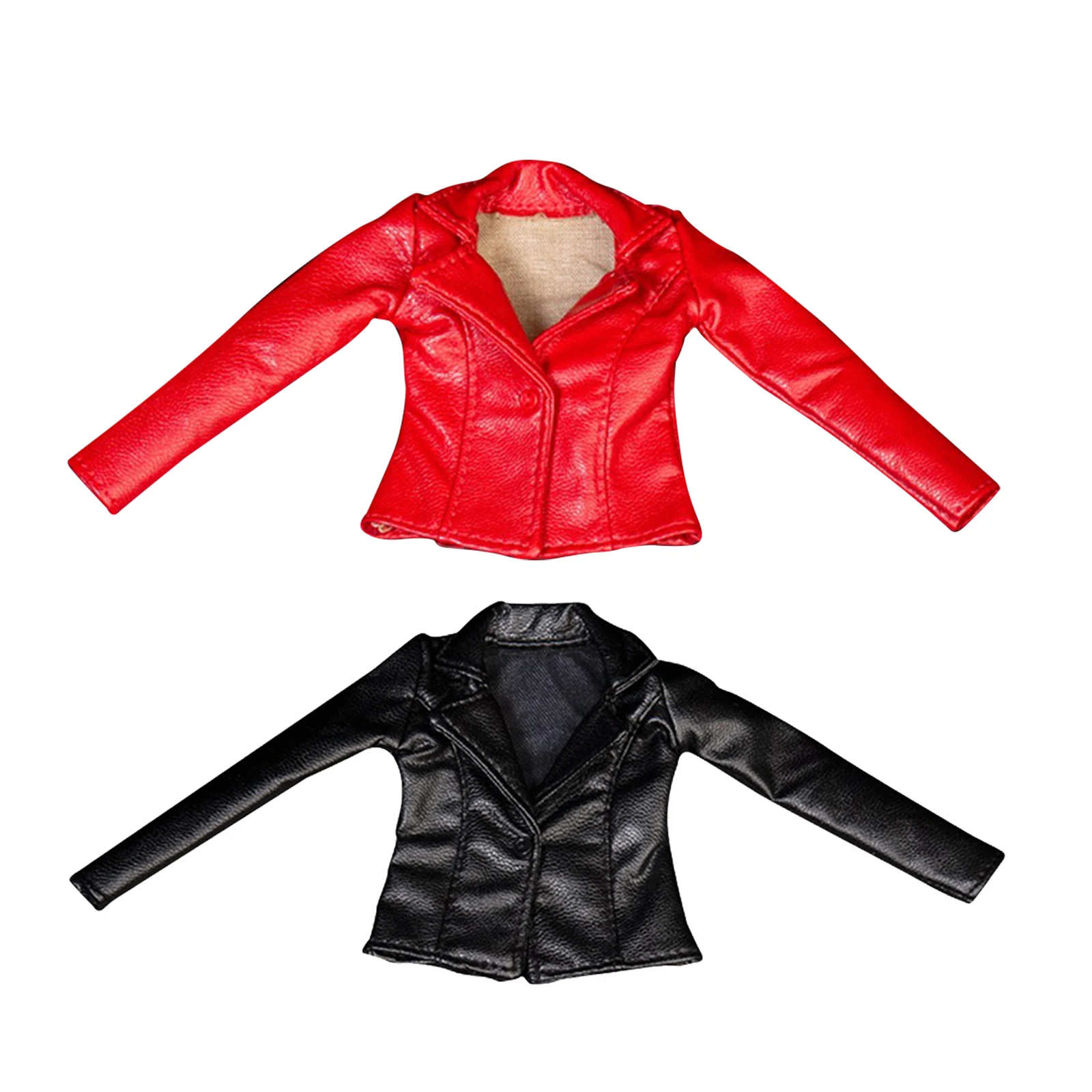 1:6 Scale Handmade Shorts PU Leather Jacket Coat for HT Female Figure Doll