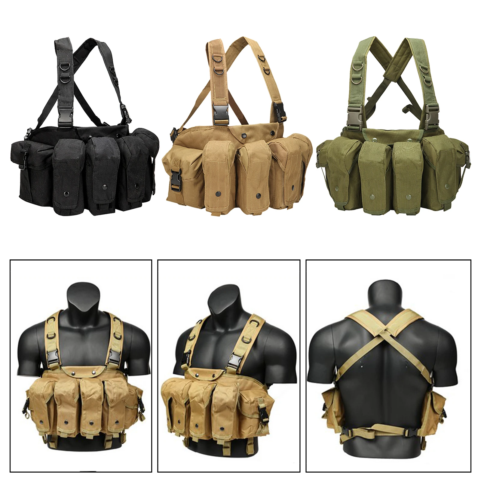 Chest Rig Harness Tactical Vest Military Pack Magazine Pouch Holster Molle System Waist Men Nylon