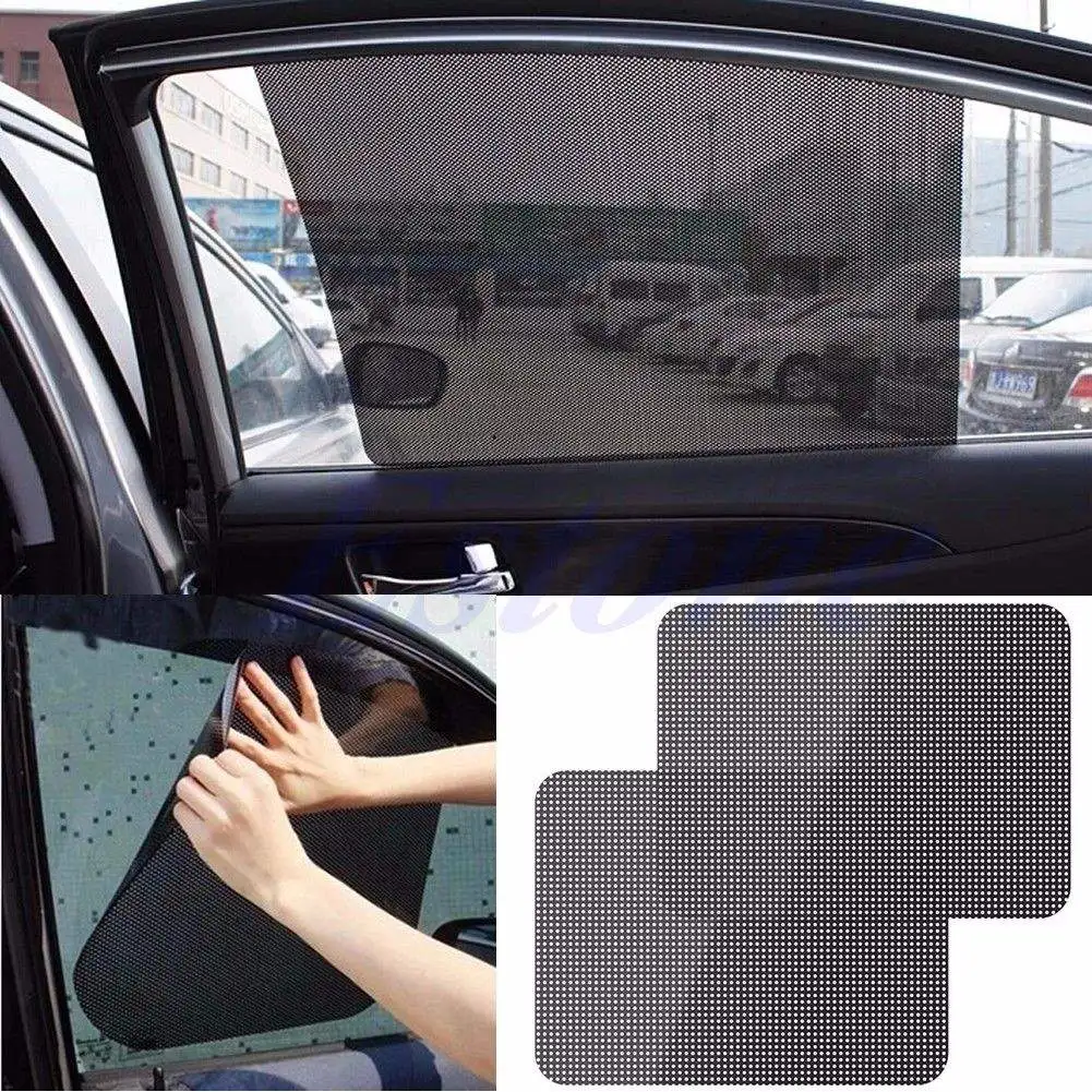 2Pcs Car Rear Window Side Sun Shade Cover Block Static Cling Visor Shield