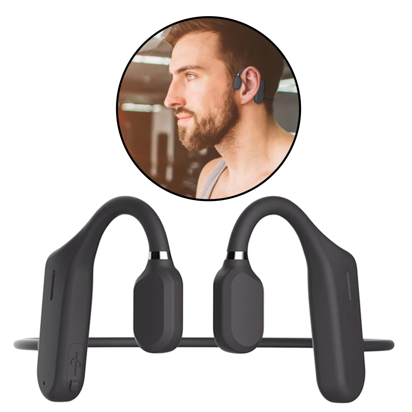 Open Ear Headphones Bluetooth 5.0 with Mic Headset 6D for Cycling
