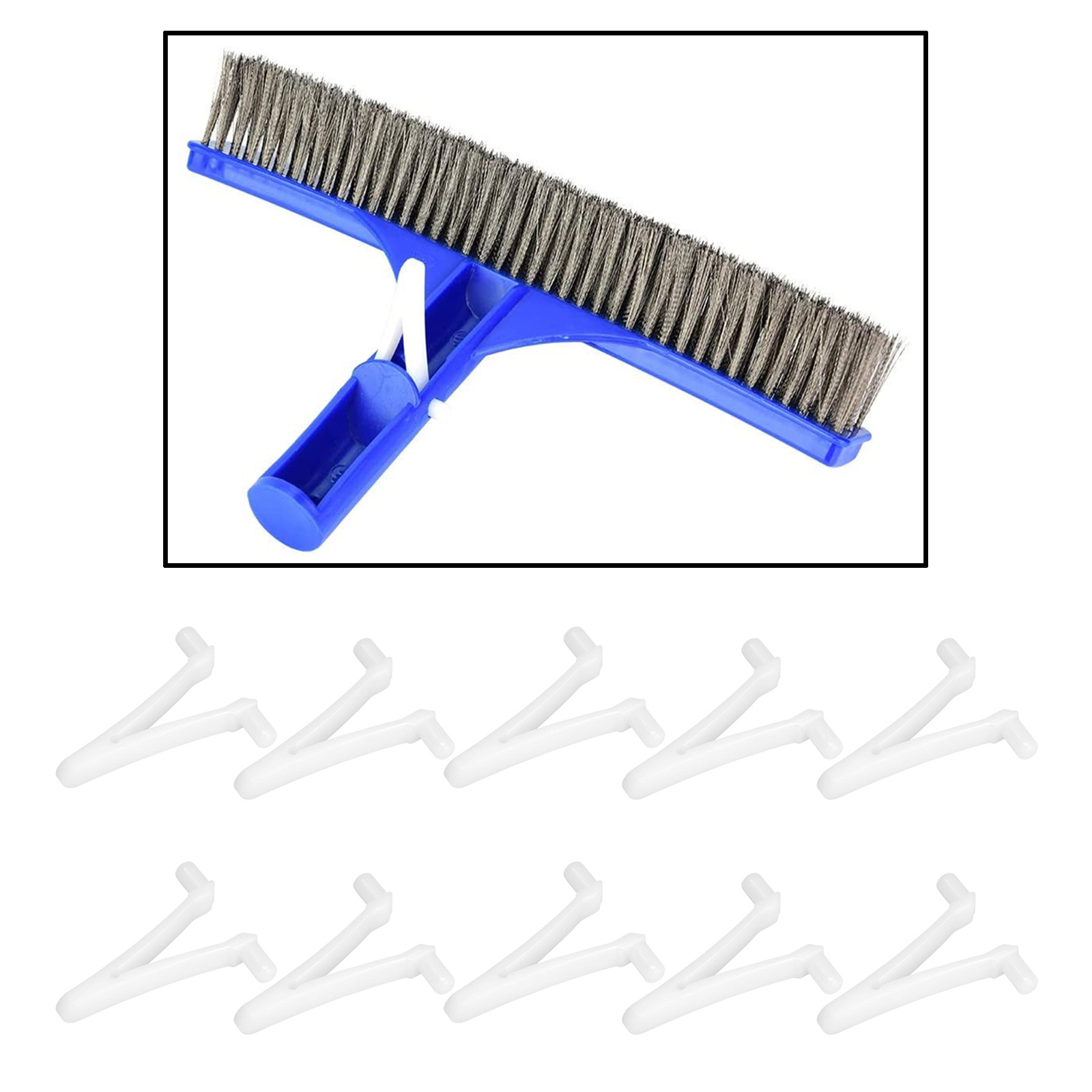 10Pieces Swimming Pool Butterfly V Clips Replacement - Standard Pole Attachment Clips for Skimmer Net, Leaf Rake, Brush