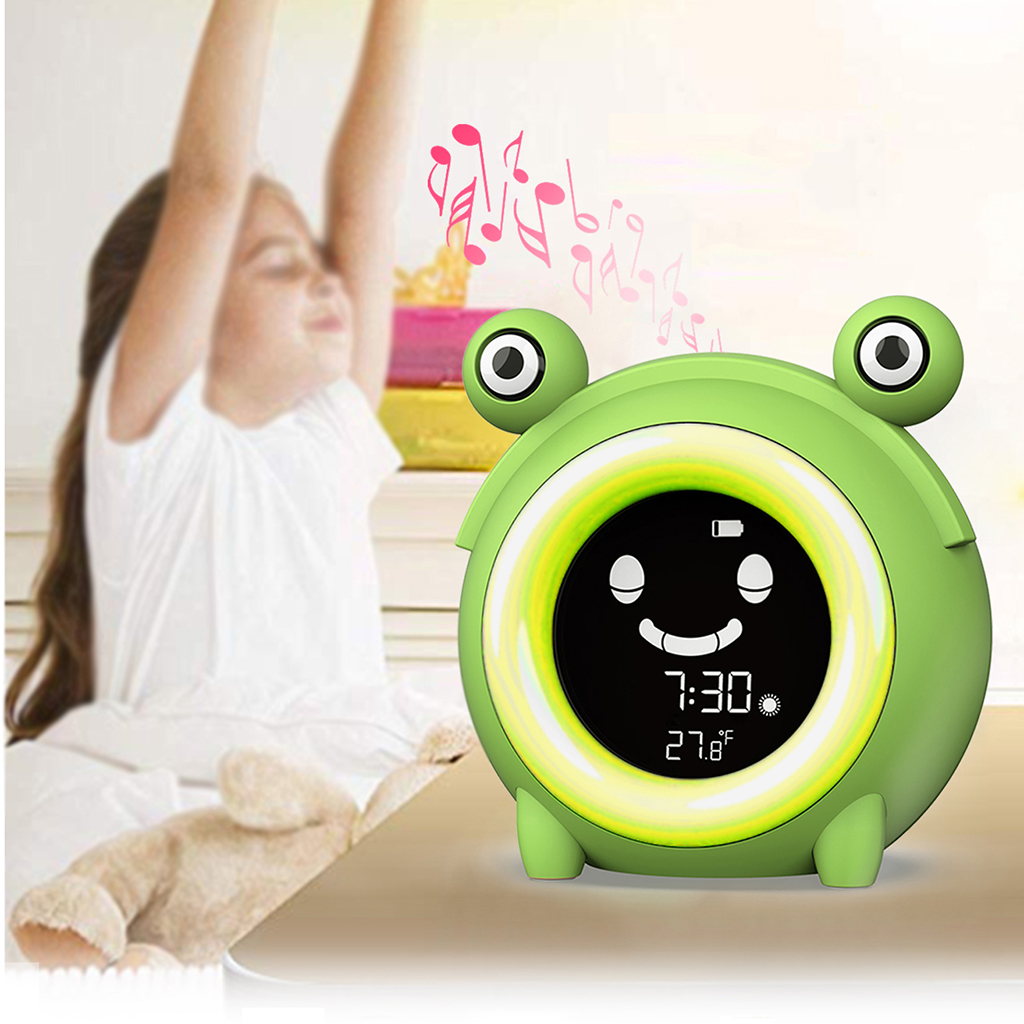 Frog Kids Alarm Clock 5-Sound Child Sleep Trainer Sound Machine Snooze Clock