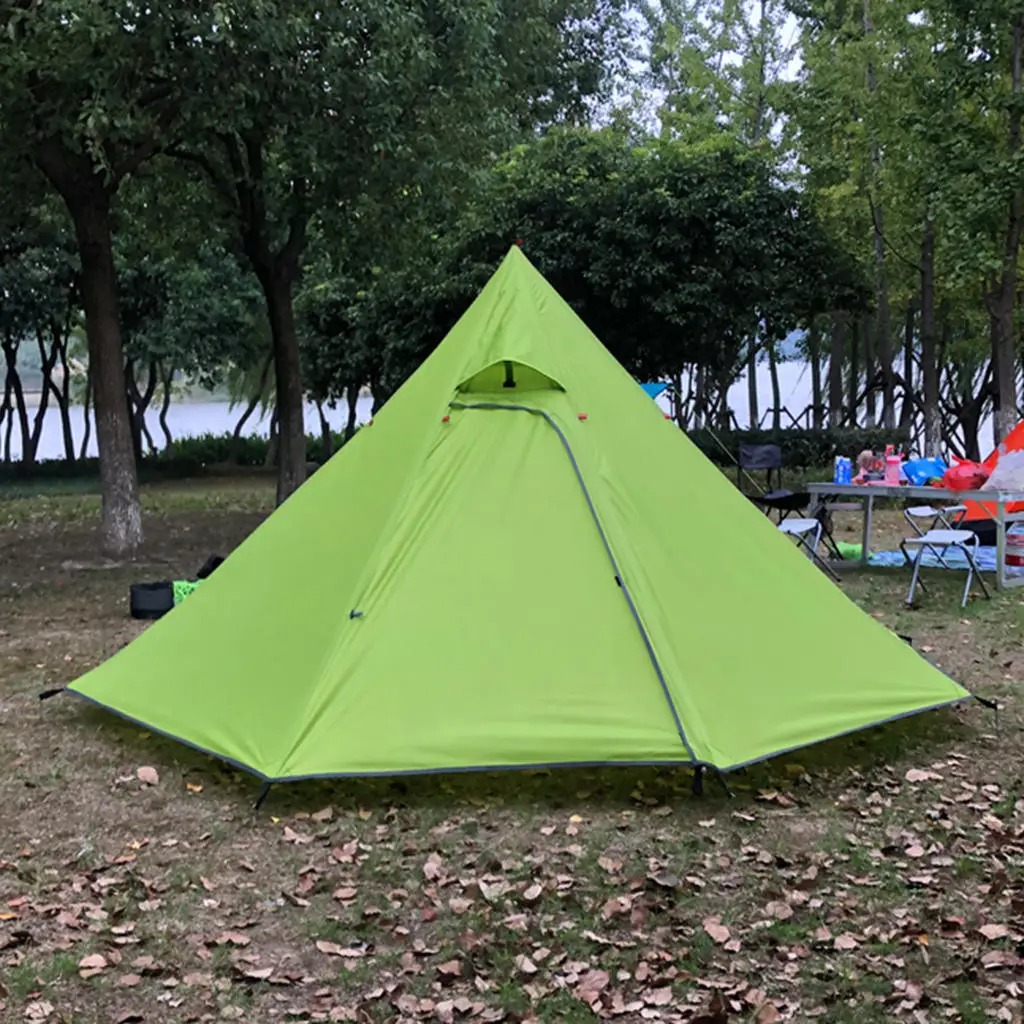 Camping Pyramid Tent Large Sun Shade Shelter Teepee with Stovepipe Hole for Backpacking Hiking Fishing Beach