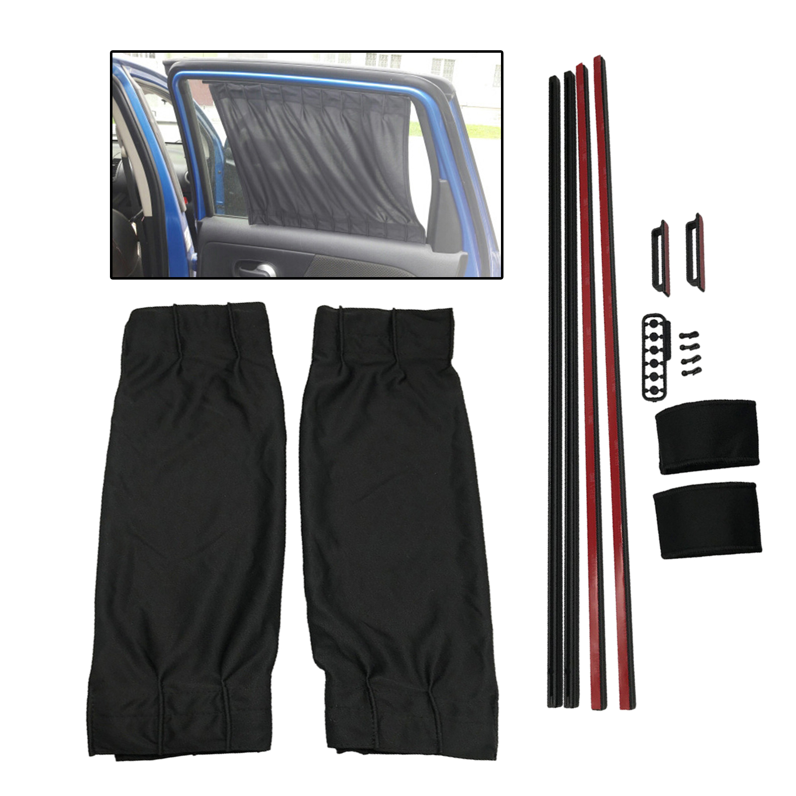 2pcs Cotton Car Window Curtains Sun Shade SUV UV Protection Drape Valance