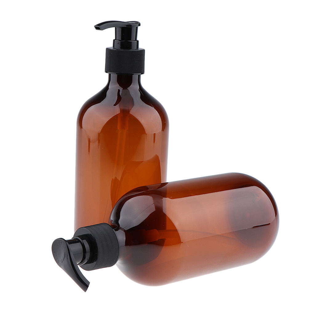 2Pcs Empty Translucent PET Shampoo Conditioner Refillable Pump Bottles Containers 500ml