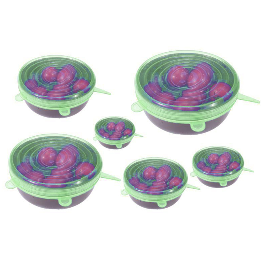 6PCS Stretch Reusable Silicone Bowl Wraps Food Saver Cover Round Seal Lids