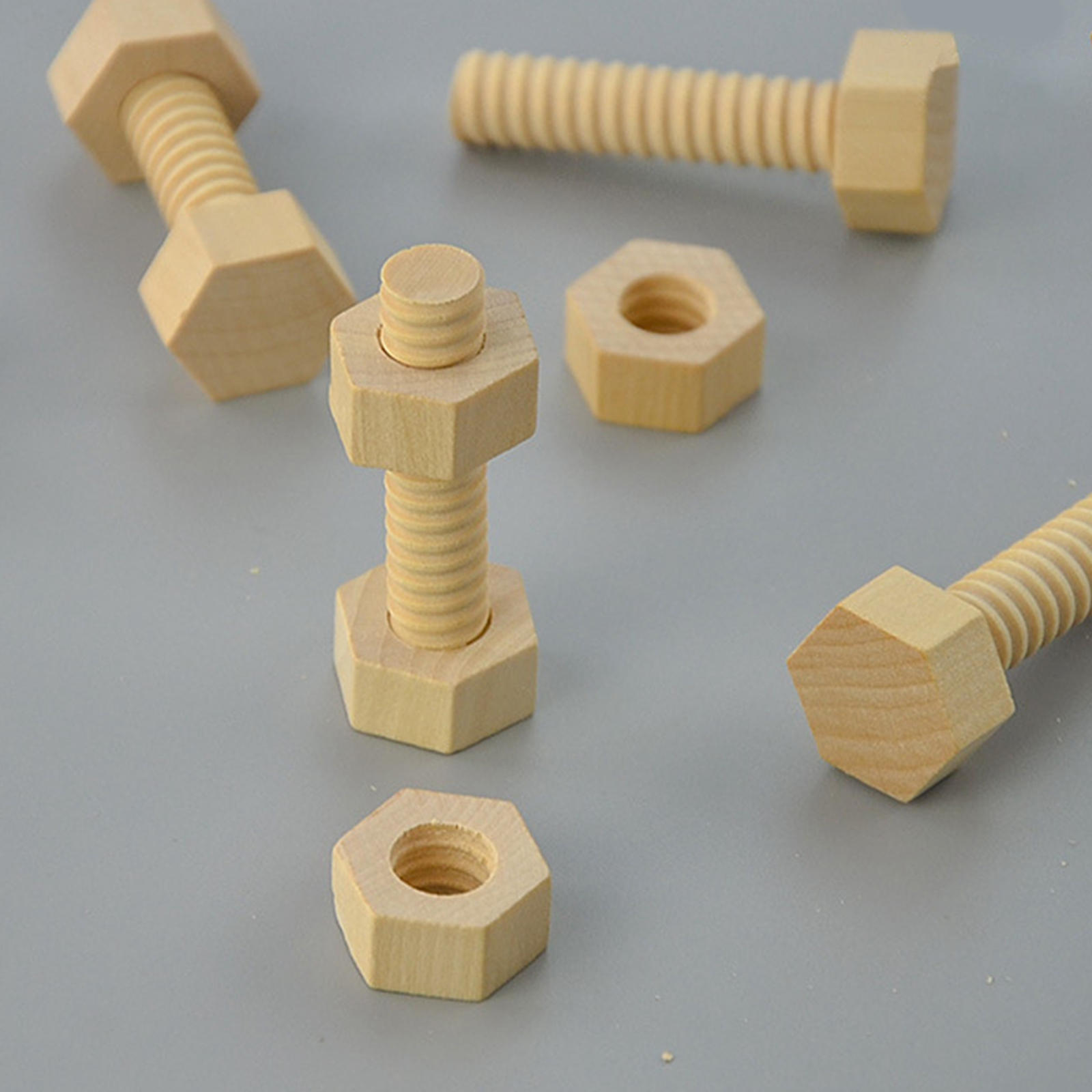 Screw Nut Assembling Toy Montessori Hands-On Skills Building Block Wood Screw Nut Toy for Baby