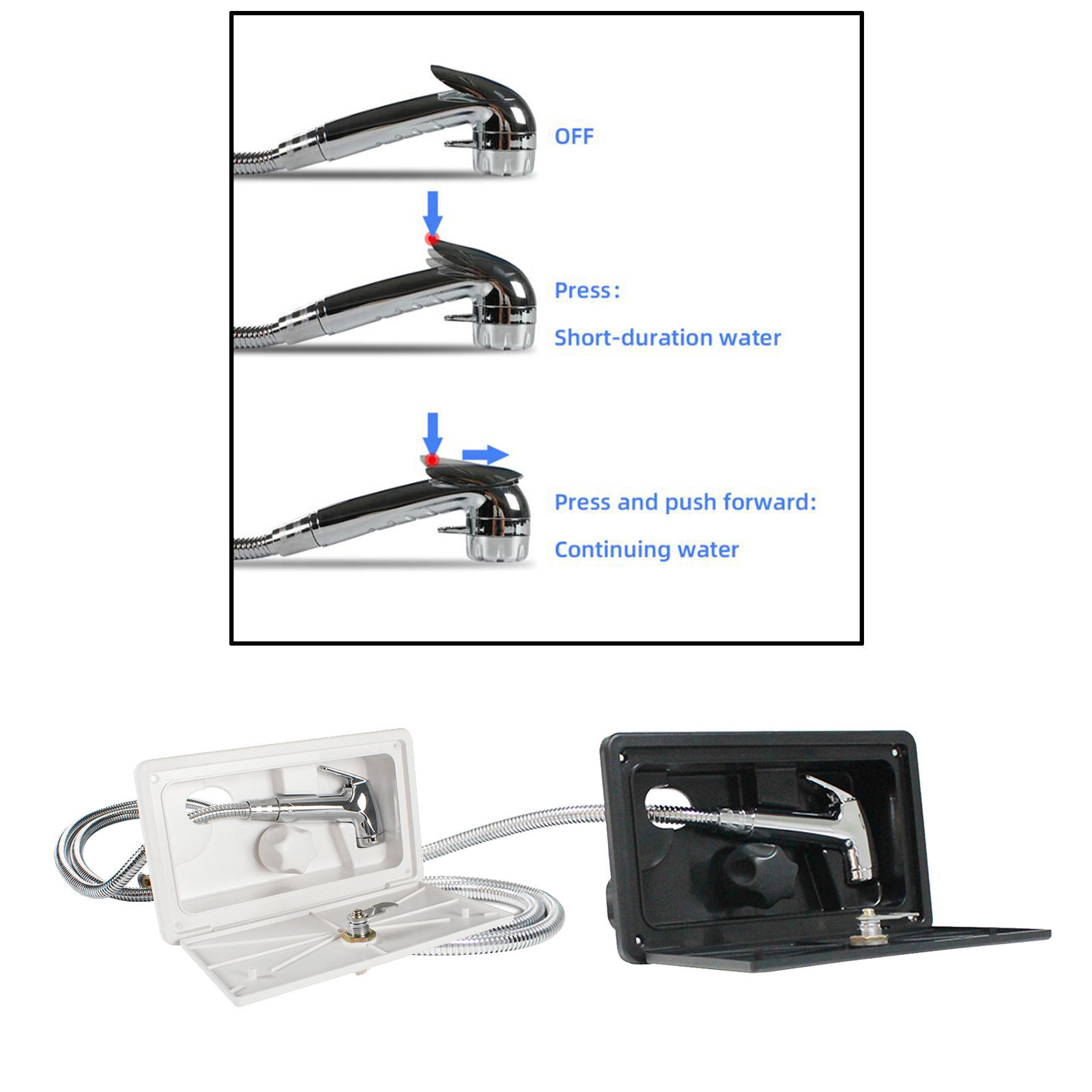 RV Exterior Outside Shower with Lock and Key Stainless Steel Water Switch Marine Camper Travel Caravan Accessories Box