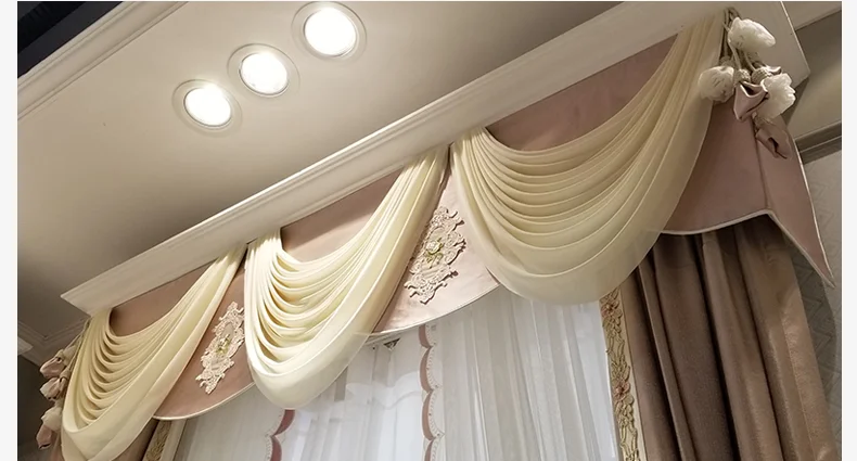 American High-end Princess Style Lace Stitching Blackout Curtains for Living Room and Bedroom Custom-made Screens