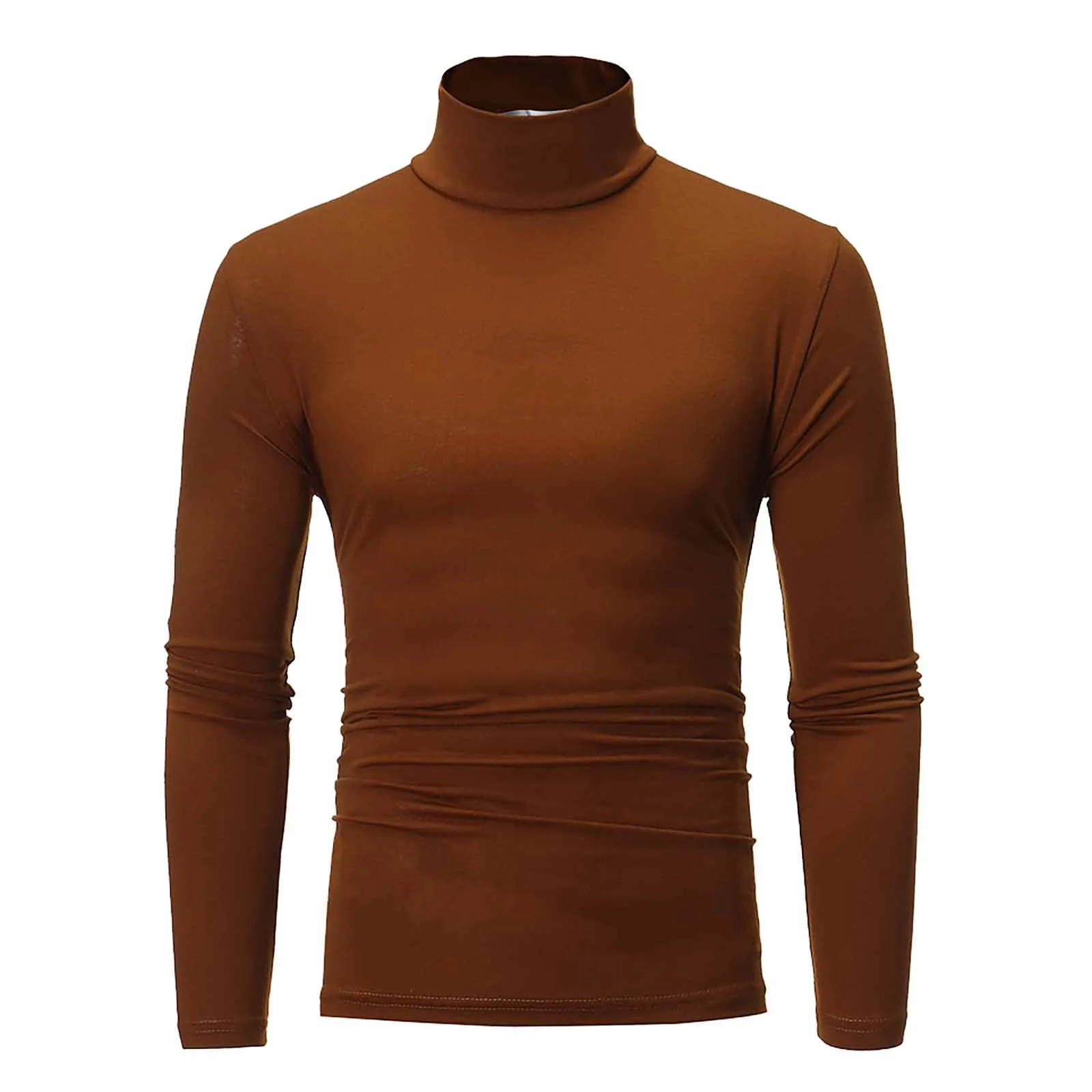 formal sweater for men Fashion Men's Casual Slim Fit Basic Turtleneck Knitted Sweater High Collar Pullover Male Double Collar Autumn Winter Tops brown sweater men