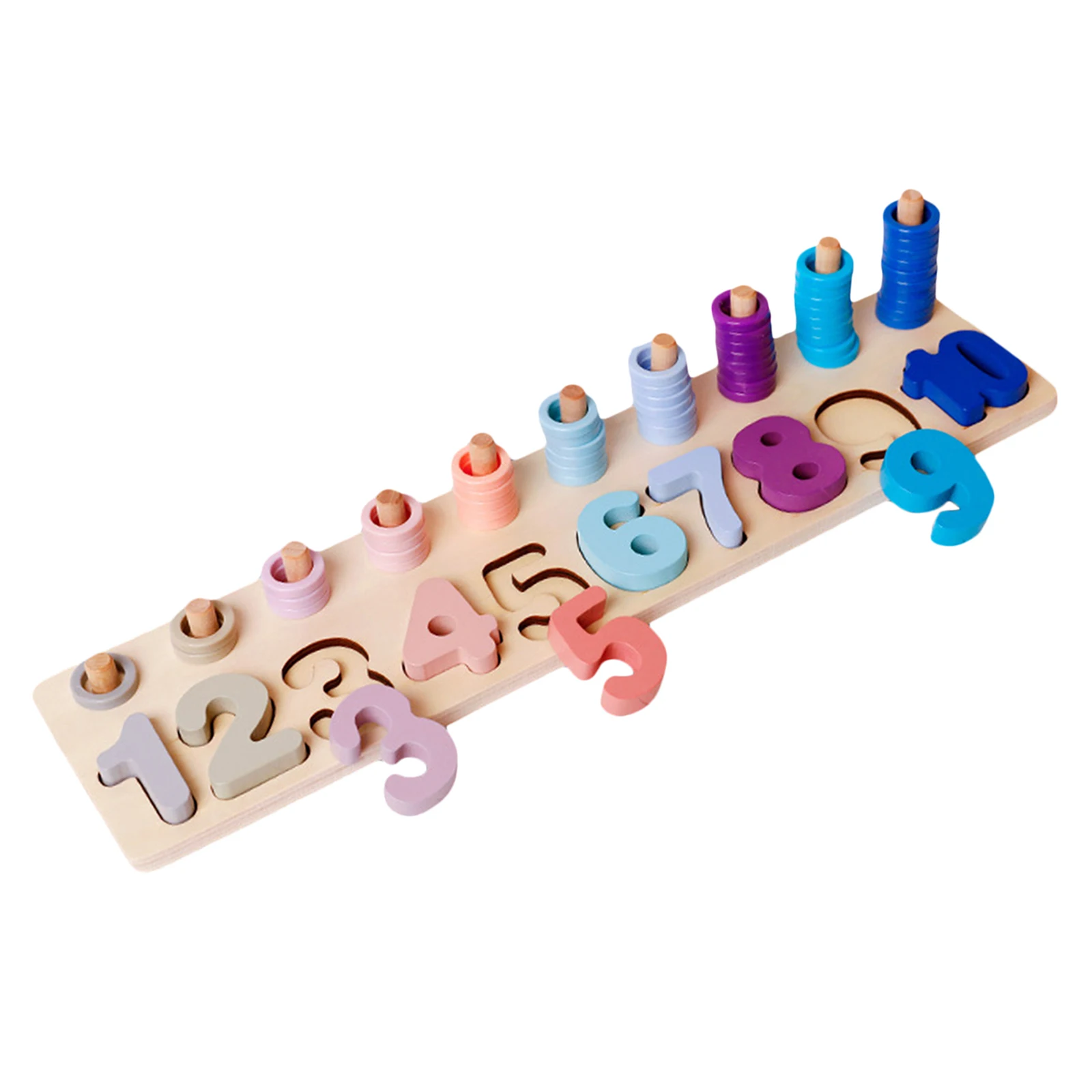 Math Rainbow Rings Board Wood Sorter Toys Preschool Teaching Xmas Present