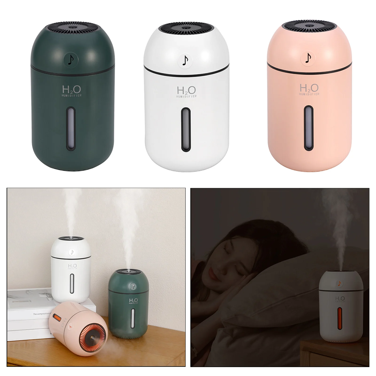 500ml Cool Mist Air Humidifier with Night Light Quite Home Bedroom Desktop Baby Rooms