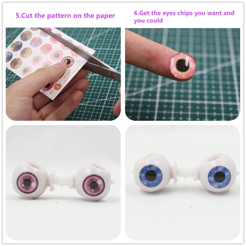 9 Sheets Doll Eyes Chips Pattern Without UV Glue For 12'' Blythe Dolls (J-R)