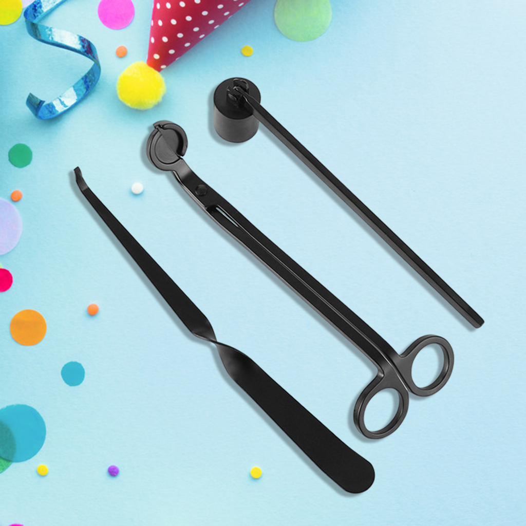 Pack of 3 Candle Accessory Set Tools Wick Trimmer, Wick Snuffer Wick Dipper Stainless Steel Candle Caring Tools for Wedding