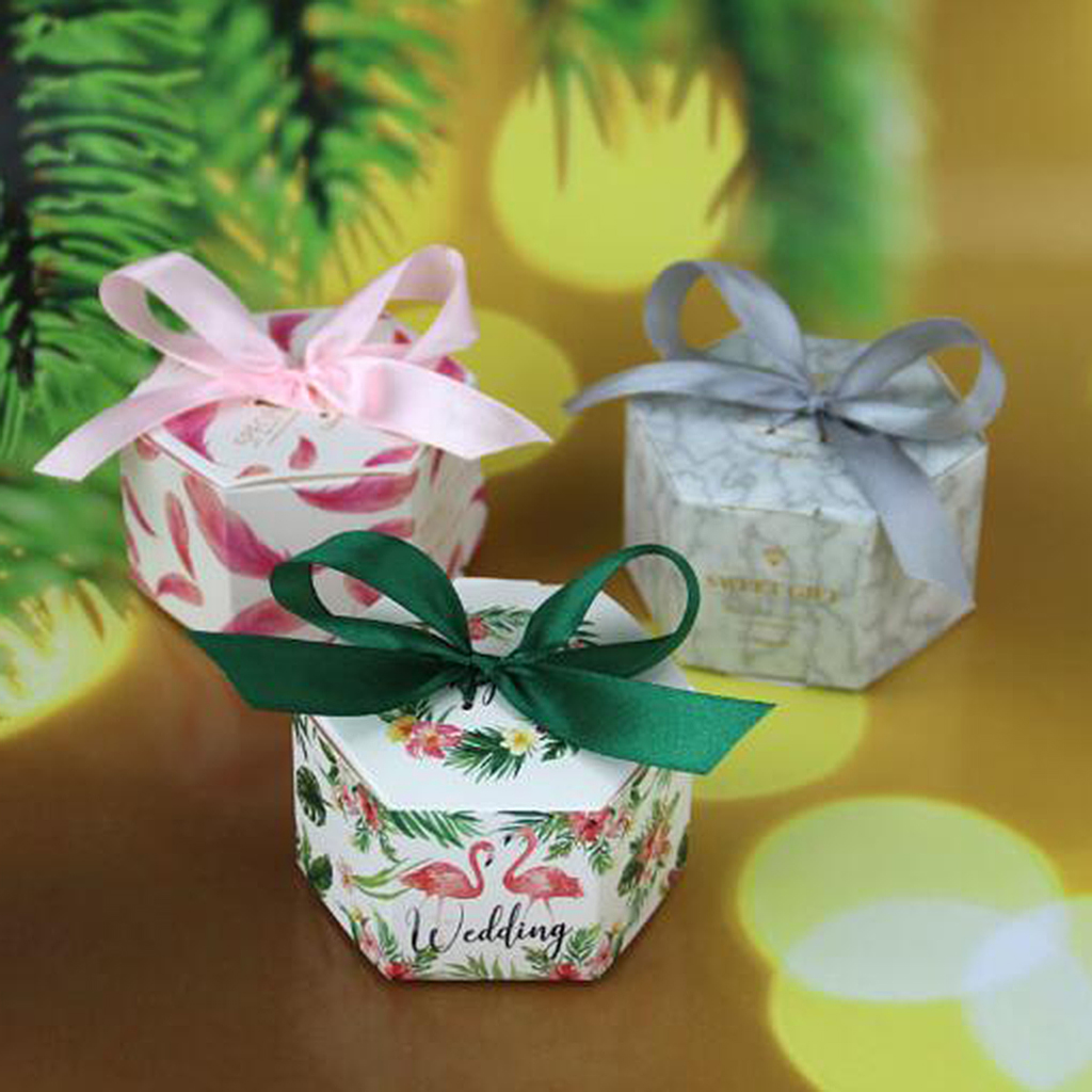 50 Pack Hexagonal Candy Boxes Treat Party Favor Box for Wedding Party Decoration