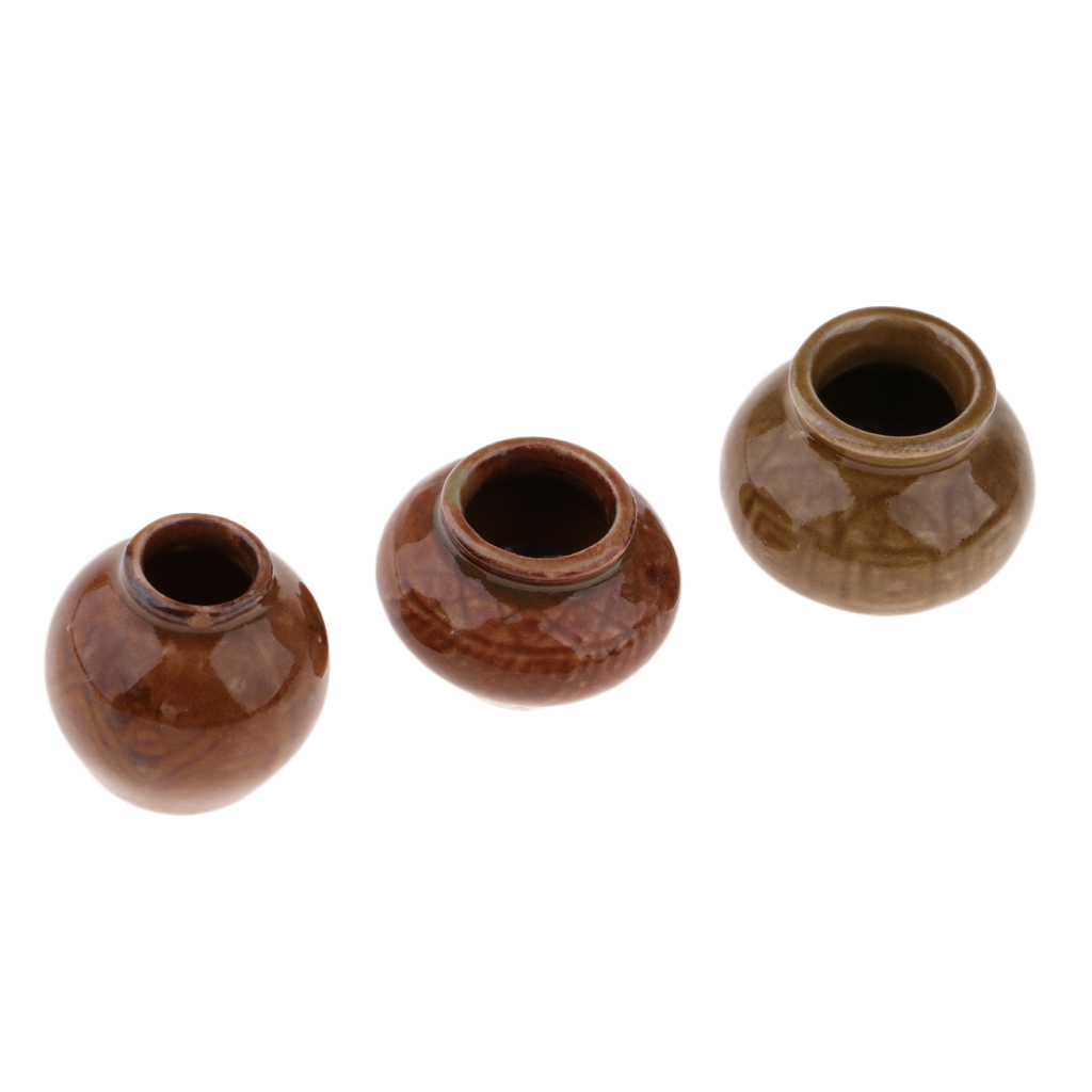 3Pcs Vintage Ceramic China Porcelain Vase Ceramic Pot 1/6 Dollhouse Miniature Home Item Dollhouse Porcelain Vase