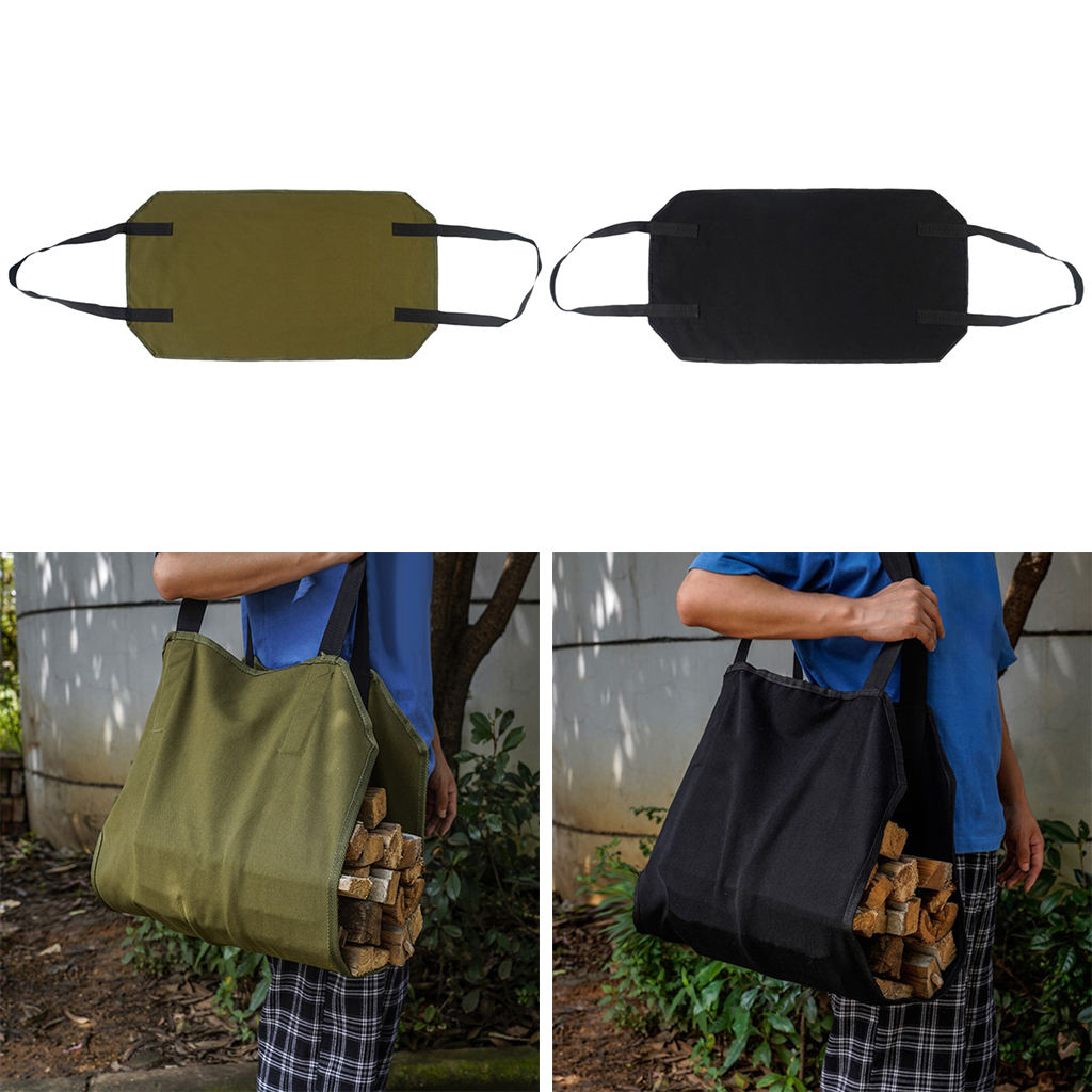 Waterproof Large Capacity Canvas Log Carrier Tote Bag Camping Picnic Outdoor Firewood Holder Storage with Handles for BBQ