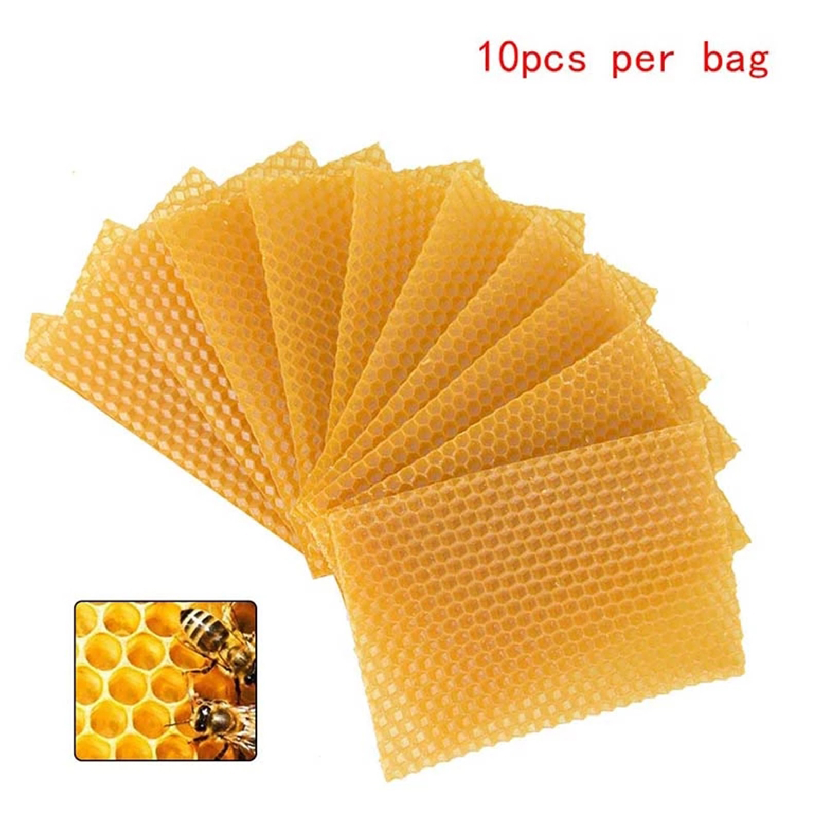 10 Pcs Beeswax Sheet, Beekeeping Foundation Sheets, Beeswax Candle Making Kit Natural Bee Wax Honeycomb Sheets for Hives