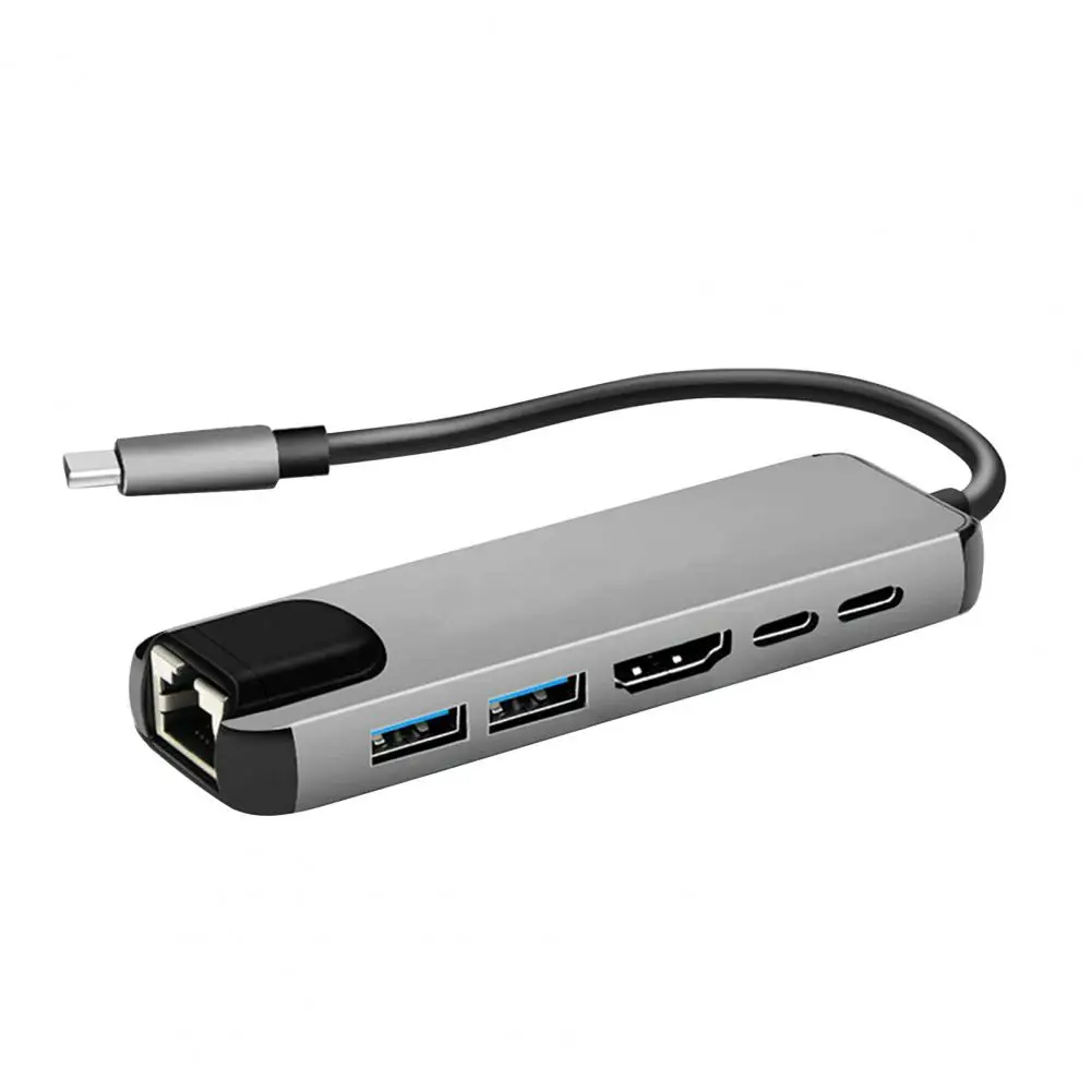 USB-C hub adaptador portátil multi-porto 6-em-1 tipo-c