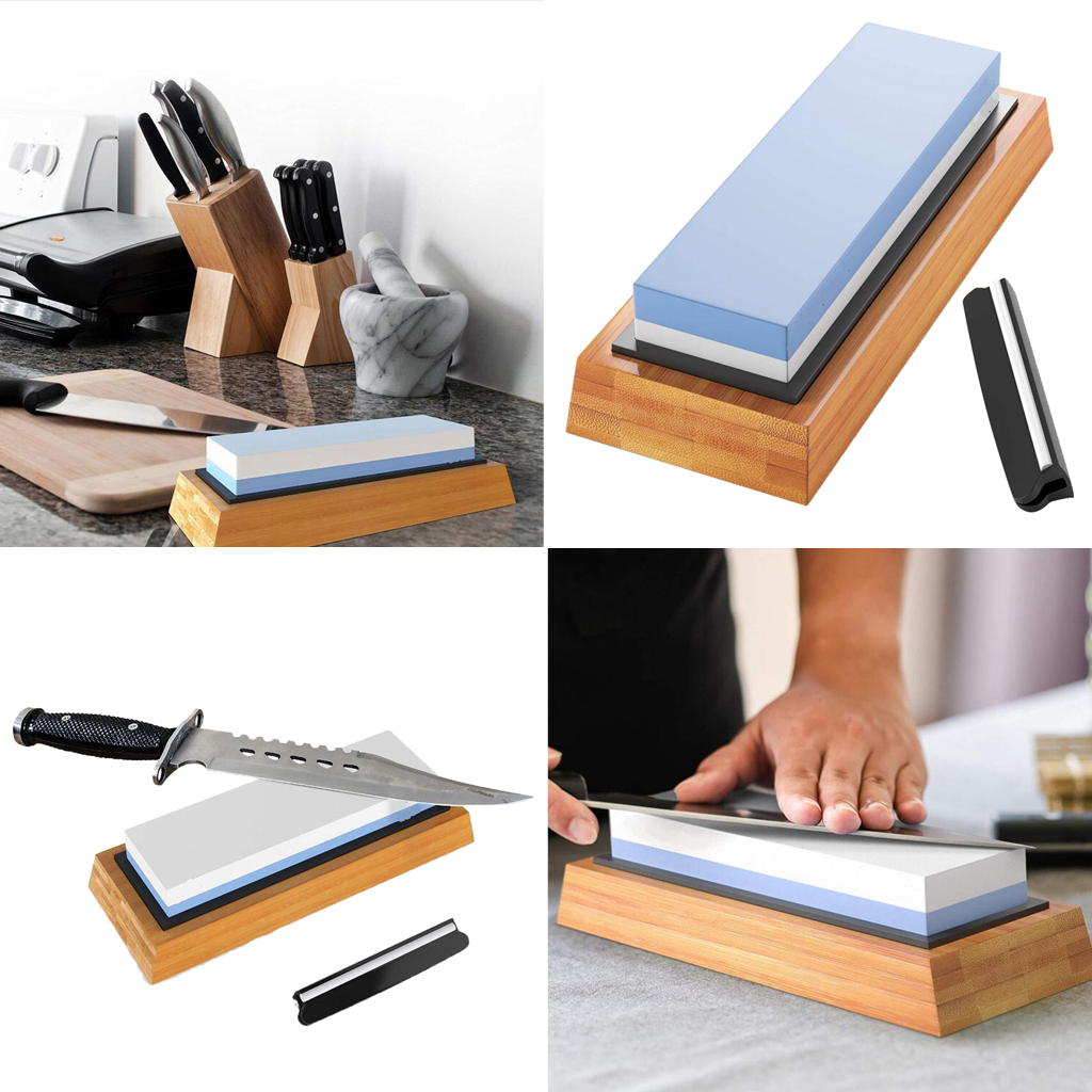 1000/6000 Grit Whetstone Waterstone Sharpener Kit  Sharpenning For Chef