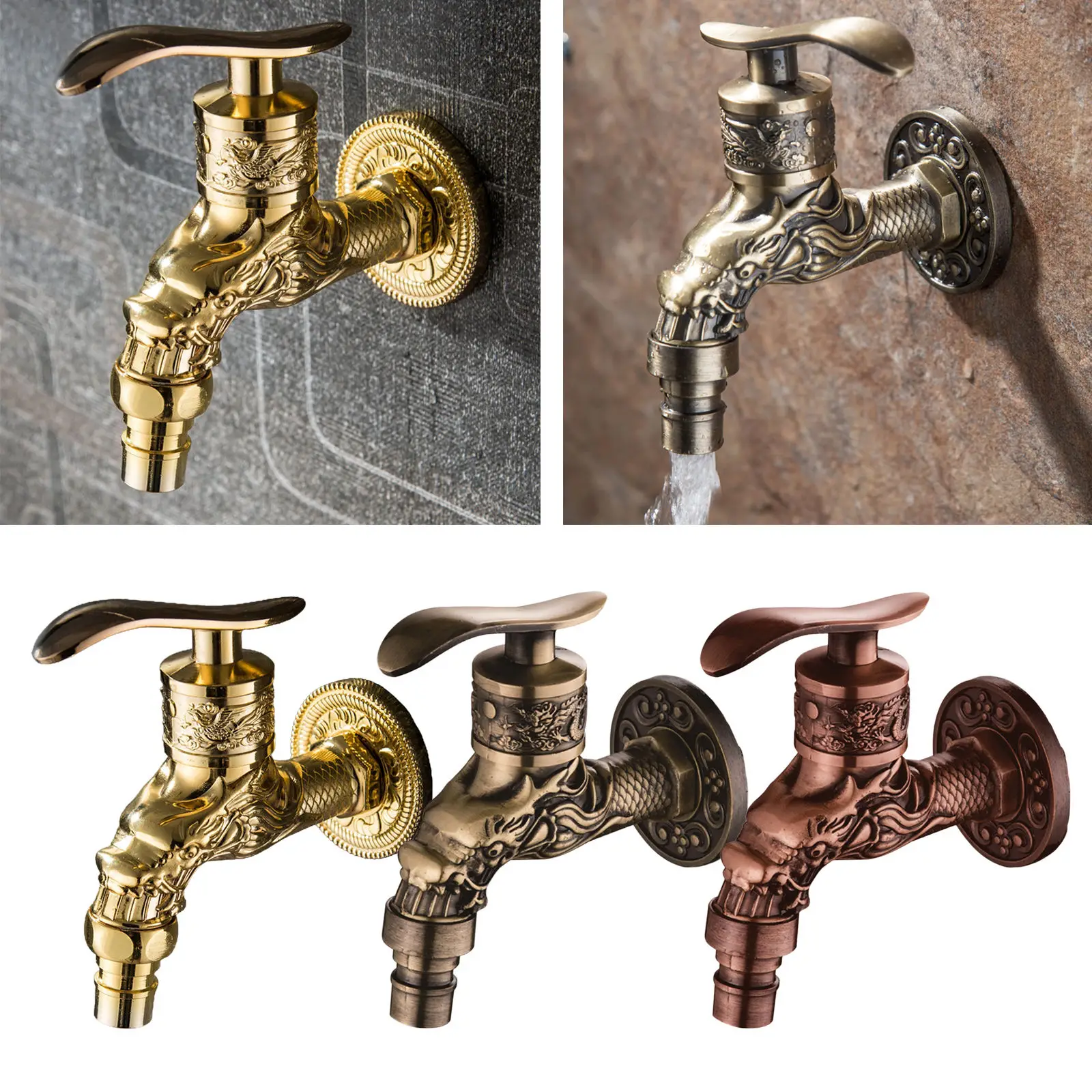 Outdoor Garden Wall Mount Faucet Indoor Home Decorative Bibcock Washing Machine Mop Water Tap Bathroom Bathtub Kitchen Faucet