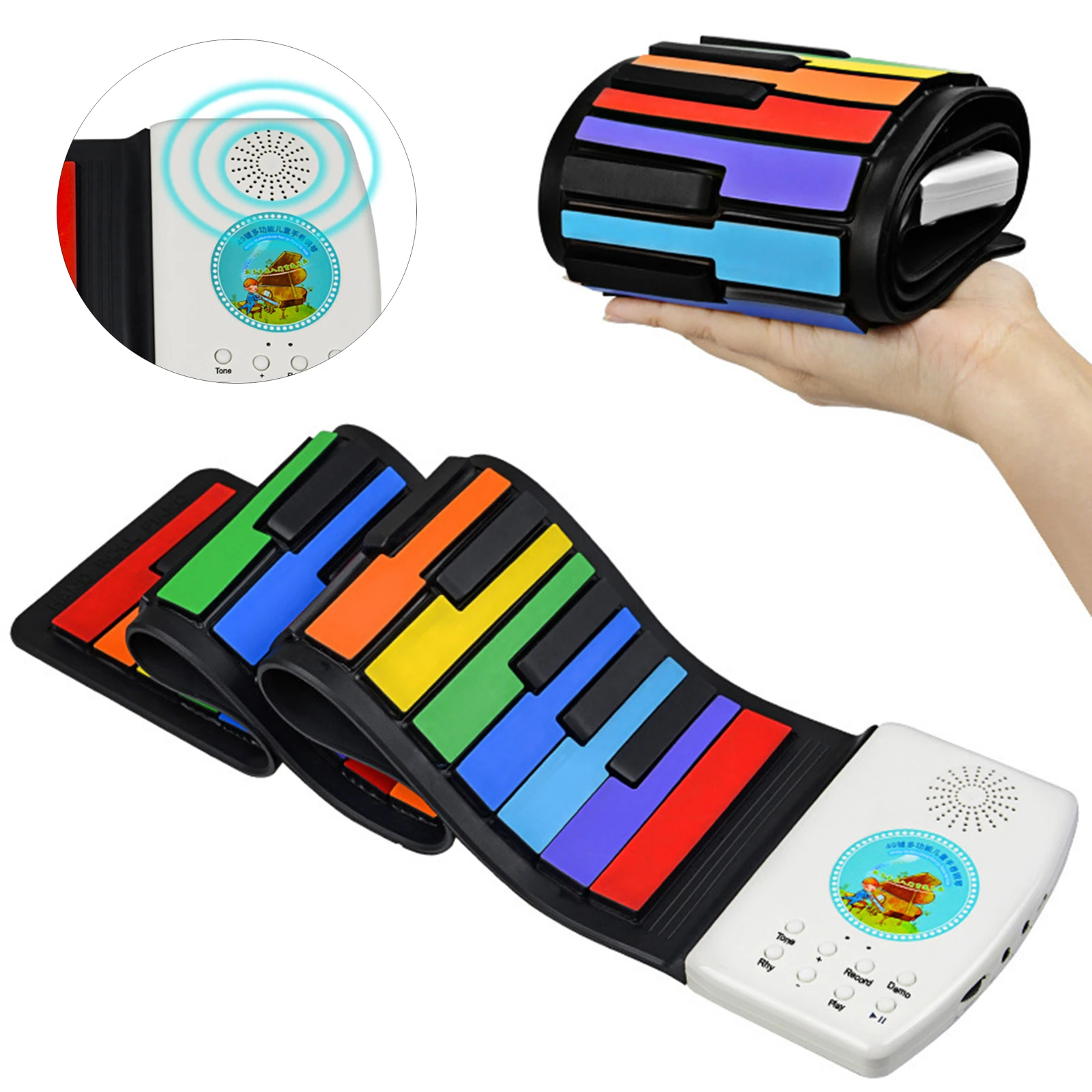 Portable 49 Keys Flexible Roll Up Piano Folding Silicone Electronic Keyboard Kids Early Learning Music Toy