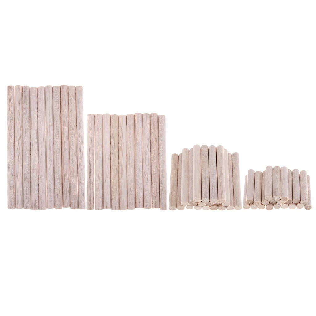 Natural Unfinished Round Balsa Wood Stick Rod Blocks for Kids Children DIY