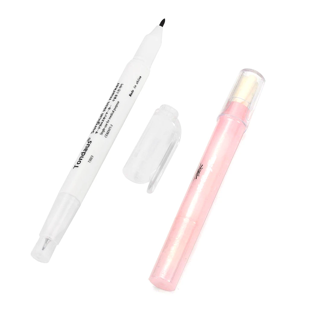 Permanent Tattoo Eyebrow Skin Marker Pen Eraser with Measuring Ruler Set