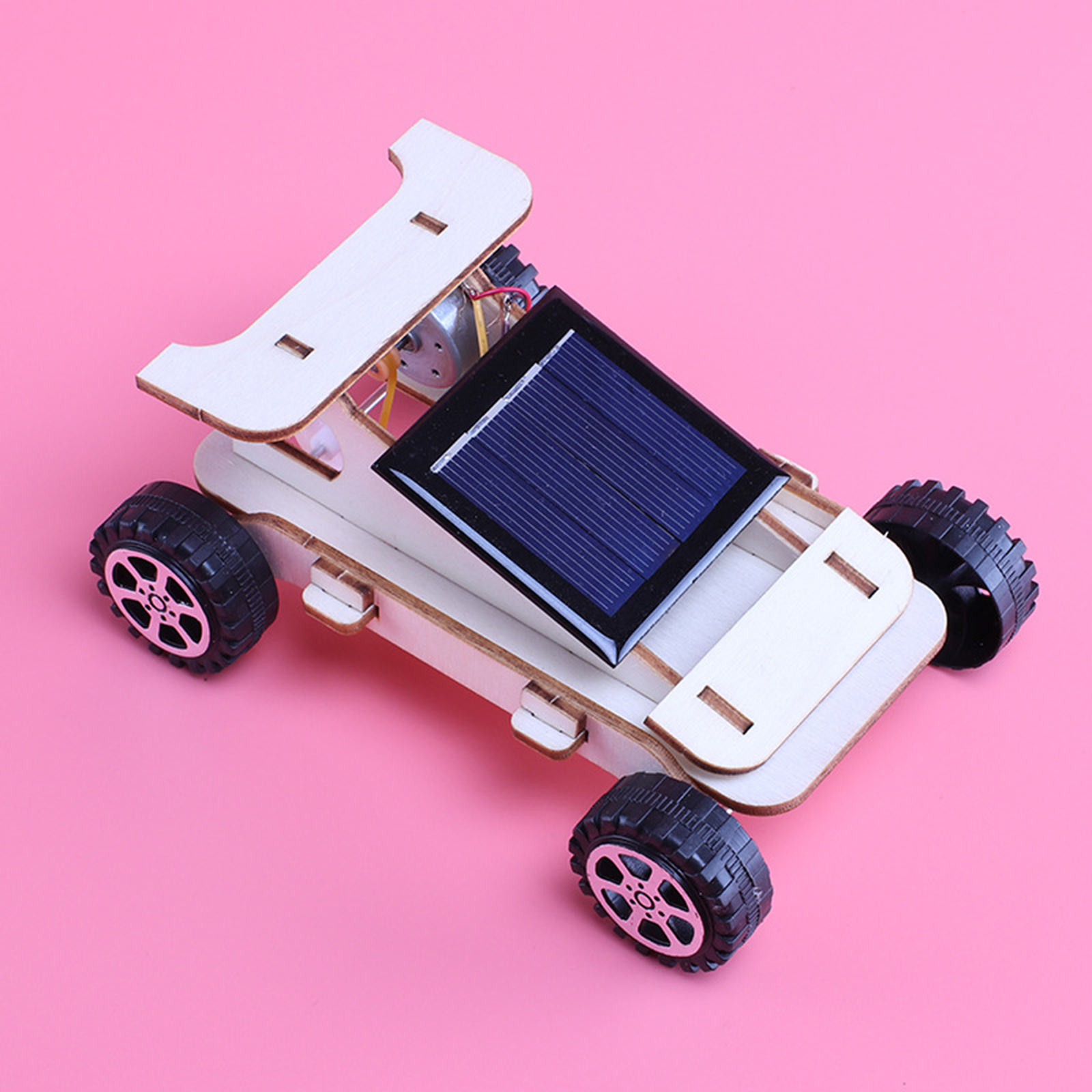Moveable Wooden Solar Energy Powered Car Toy 3D Puzzle DIY Wooden Model Science Experiment Kits Gifts Toy for Children