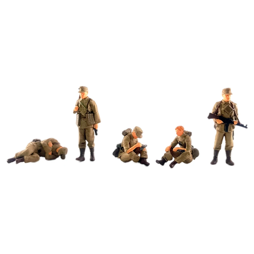 5 Pack 1:72 Characters PVC 2cm Soldiers Street Sand Table Scenery Diorama Model Decoration