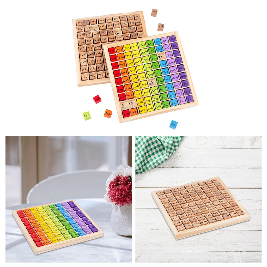 Wooden Multiplication Table, Times Table, Montessori Math Manipulatives Preschool Educational Toys Gift for Toddlers & Kids