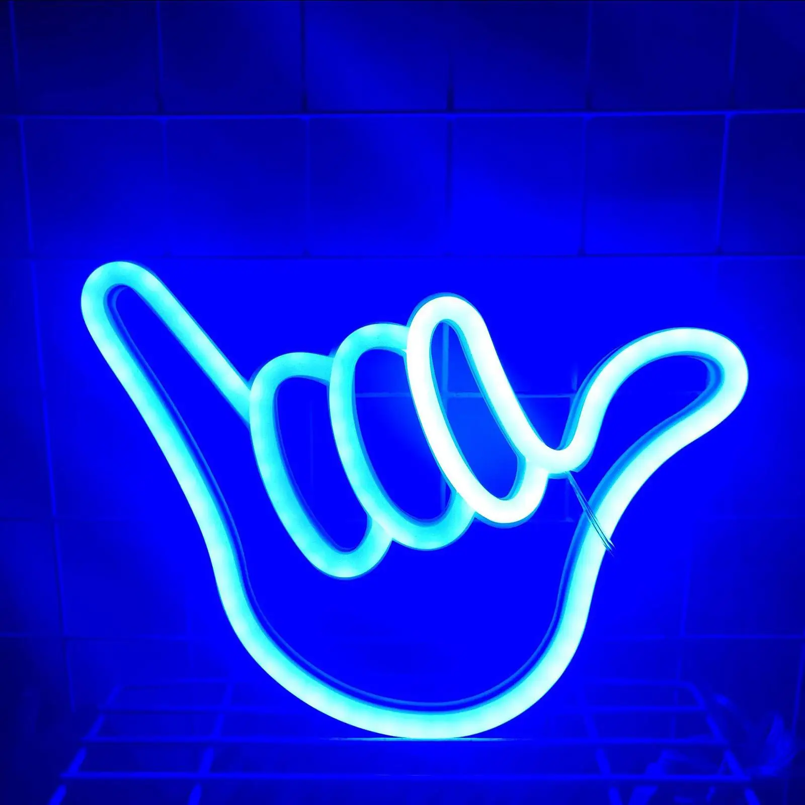 USB Peace Gesture LED Neon Light Hand Shape LED Signs Battery and USB Powered Light for Wall Decor Kids Room Bar Valentine`S Day