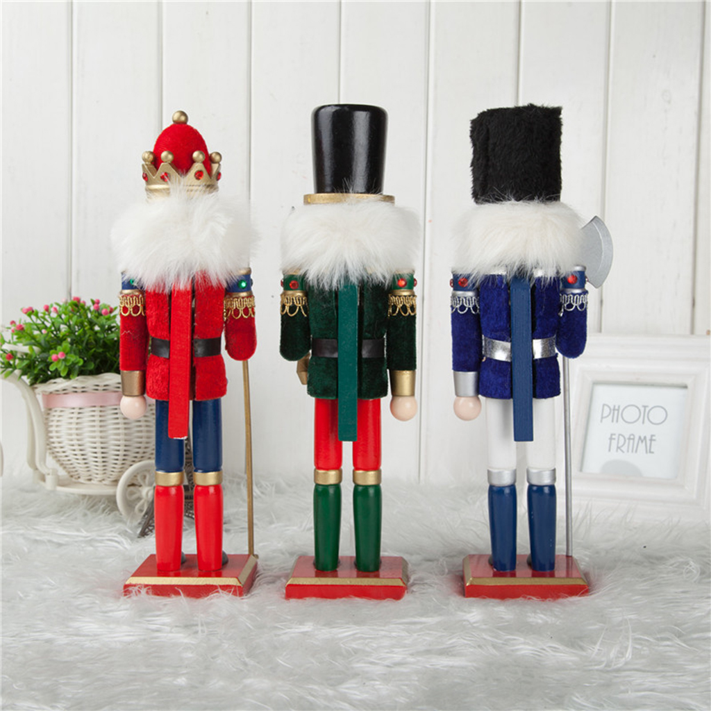 Red 30cm wooden nutcracker soldier figure puppet doll home decor toy