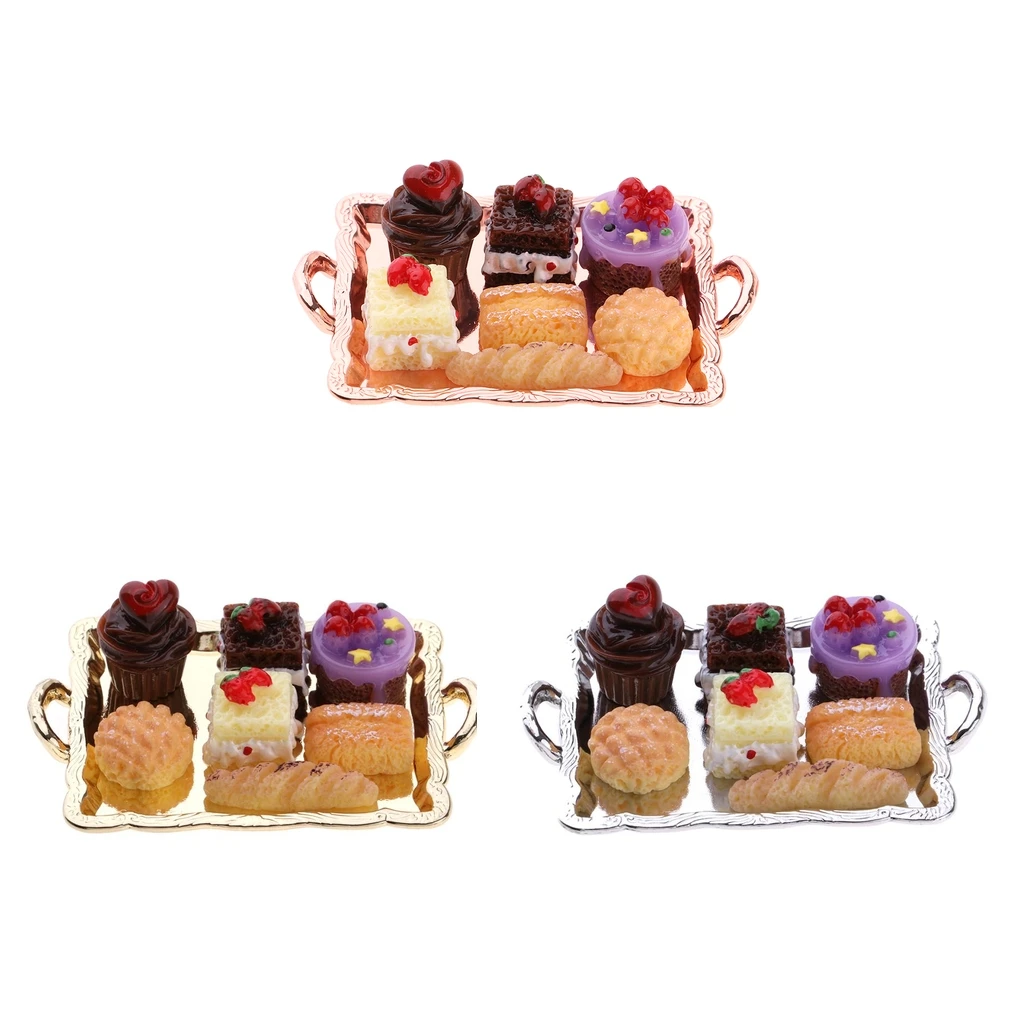 Prettyia   1 / 12   Dollhouse   Miniature   Food   Cake   Plate   Cakes   Set