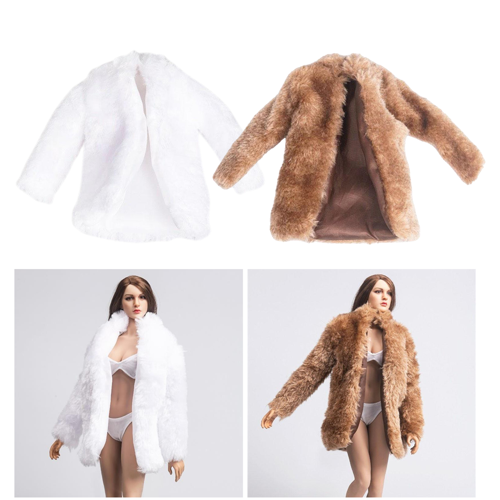 1:6 Fur Coat Clothes for BBI/DML/DID/TTL/Enterbay//TC Dragon Female Action Figure Dress-Up Accessories