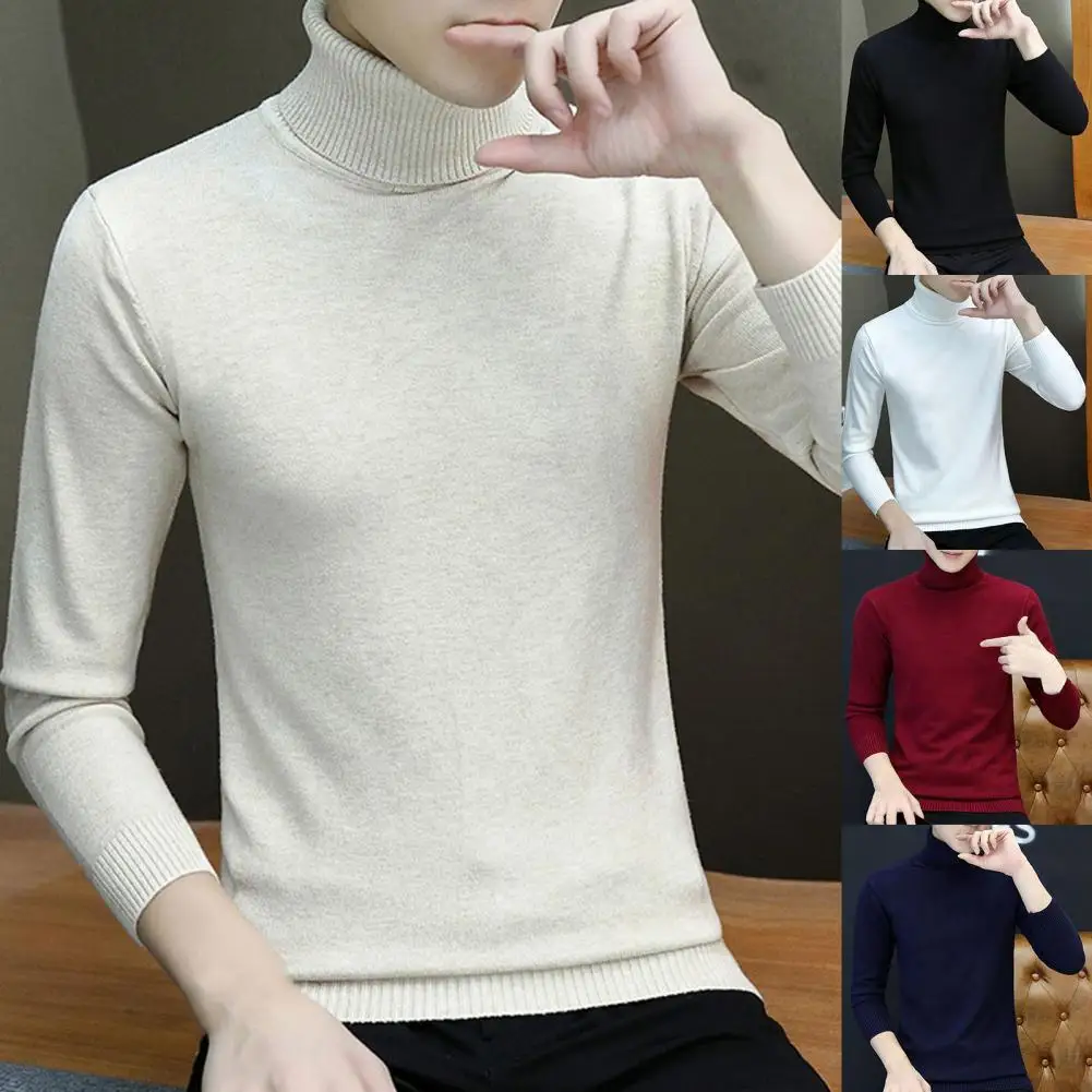 BYWX Men Ribbed Kintted Hooded Long Sleeve Solid Longline Pullover Sweater