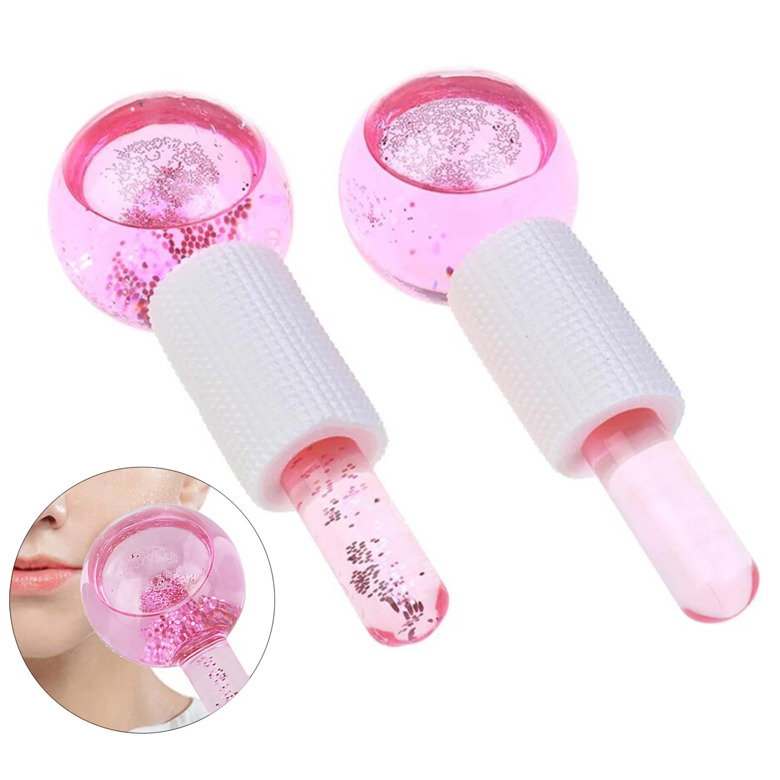 Facial Cooling Ice Globes Crystal Glass Skin Tightening Water Wave Massage Roller for Skin Care Facial Neck Care