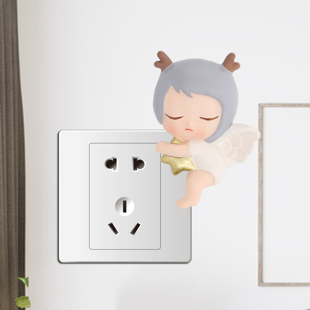 Resin Wall Sticker Decorative Bedroom Angel Switch Decor Paster Nursery Room