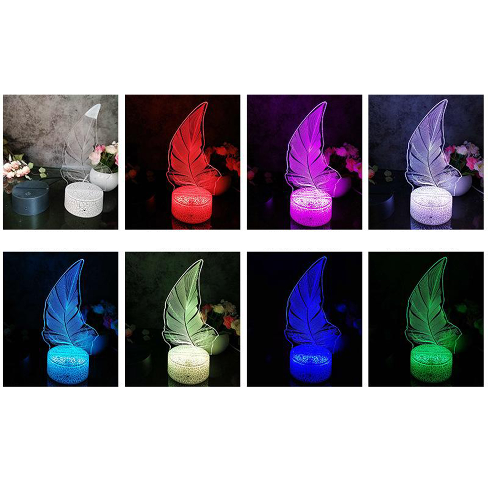 Plant Night Light 3D Illusion Lamp, USB LED Desk Table Lamp 7 Color Changing Touch Sensor Nightlight for Kids Birthday Gifts