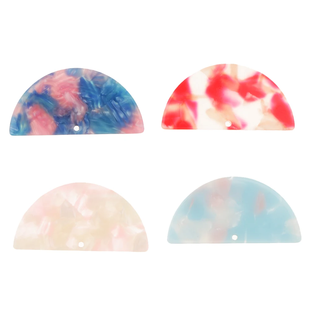 4pcs Pack Acetate Acrylic Half Round Pendant DIY Beads for Earring Charm