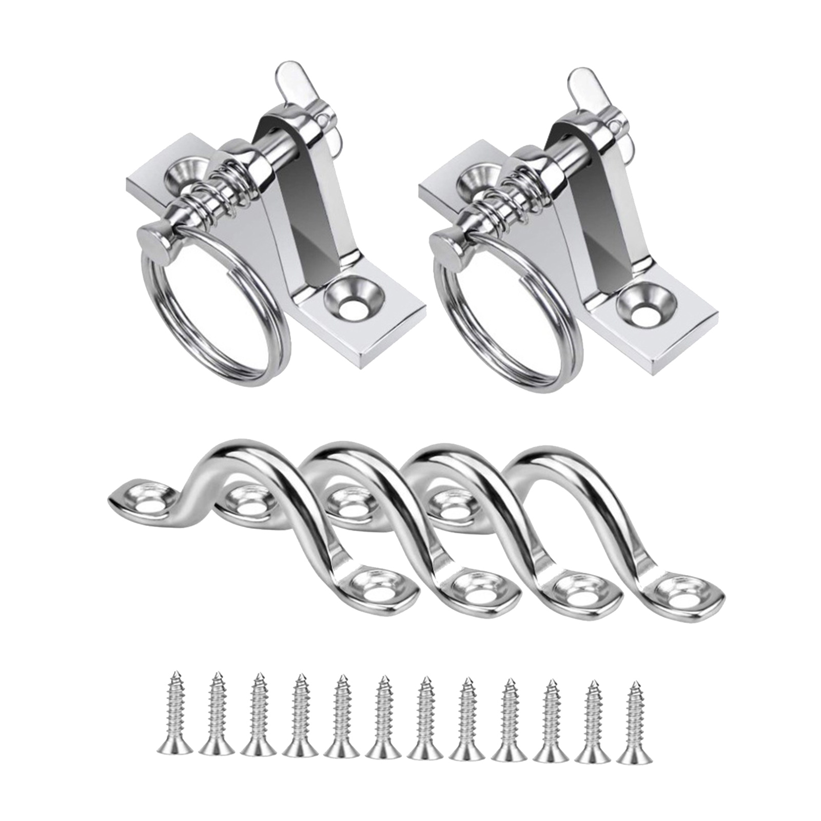 SS316 Bimini Boat Top Deck Hinge Mount w/4Pcs 3/8 Inch Pad Eye Straps Quick Release Pin Kayak Hardware Sets