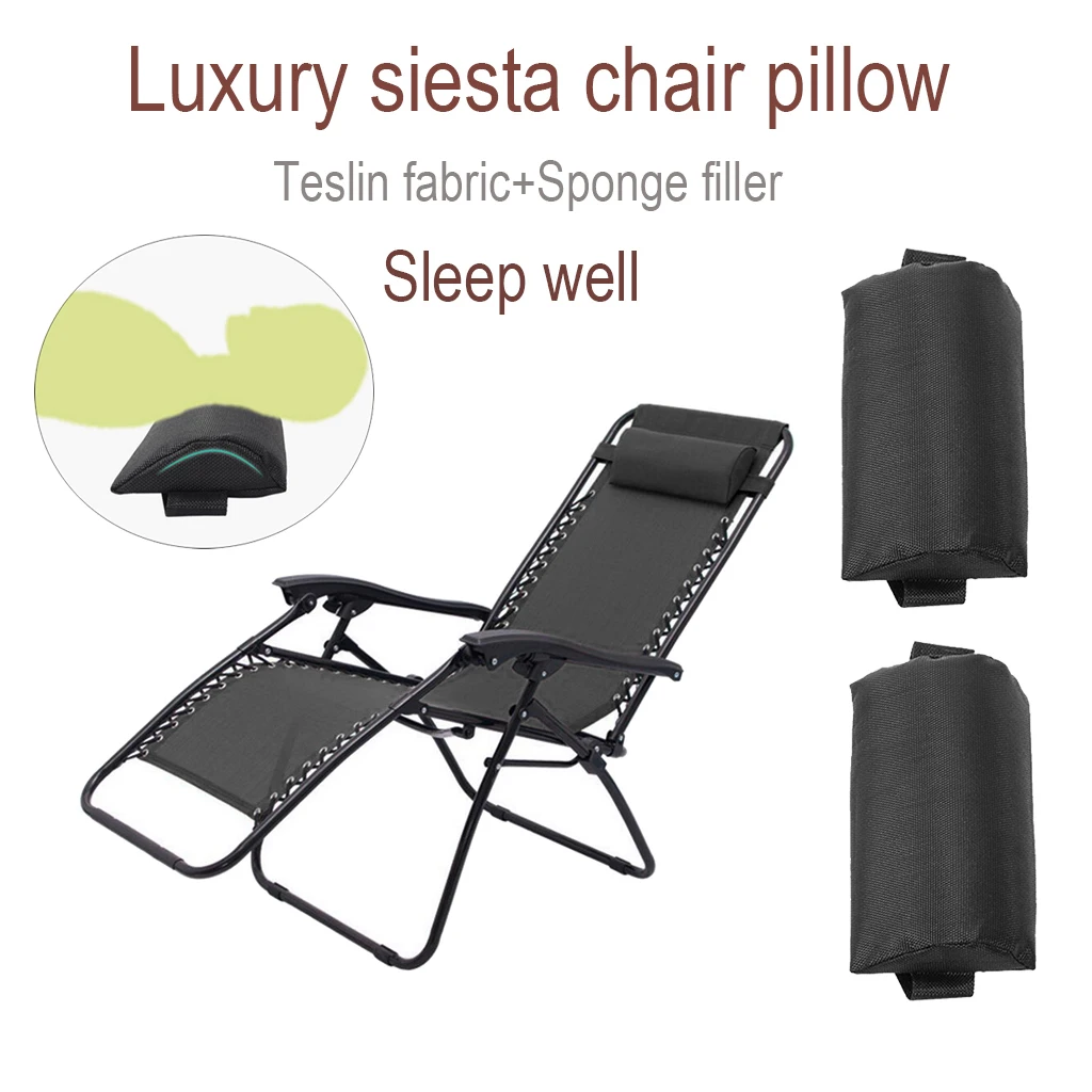 Breathable Sling Chair Replacement Cloth w/ Cord Laces & Head Rest Pillow Cushion Outdoor Beach Patio Garden Leisure Sun Lounger