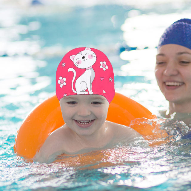 4 Pezzi Cuffia Piscina Tessuto Adulto Cuffia Piscina Donna Bambini