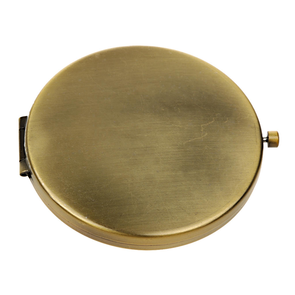 Antique Bronze Plain Double Sided Round Folding  Mirror & Magnifying Glass