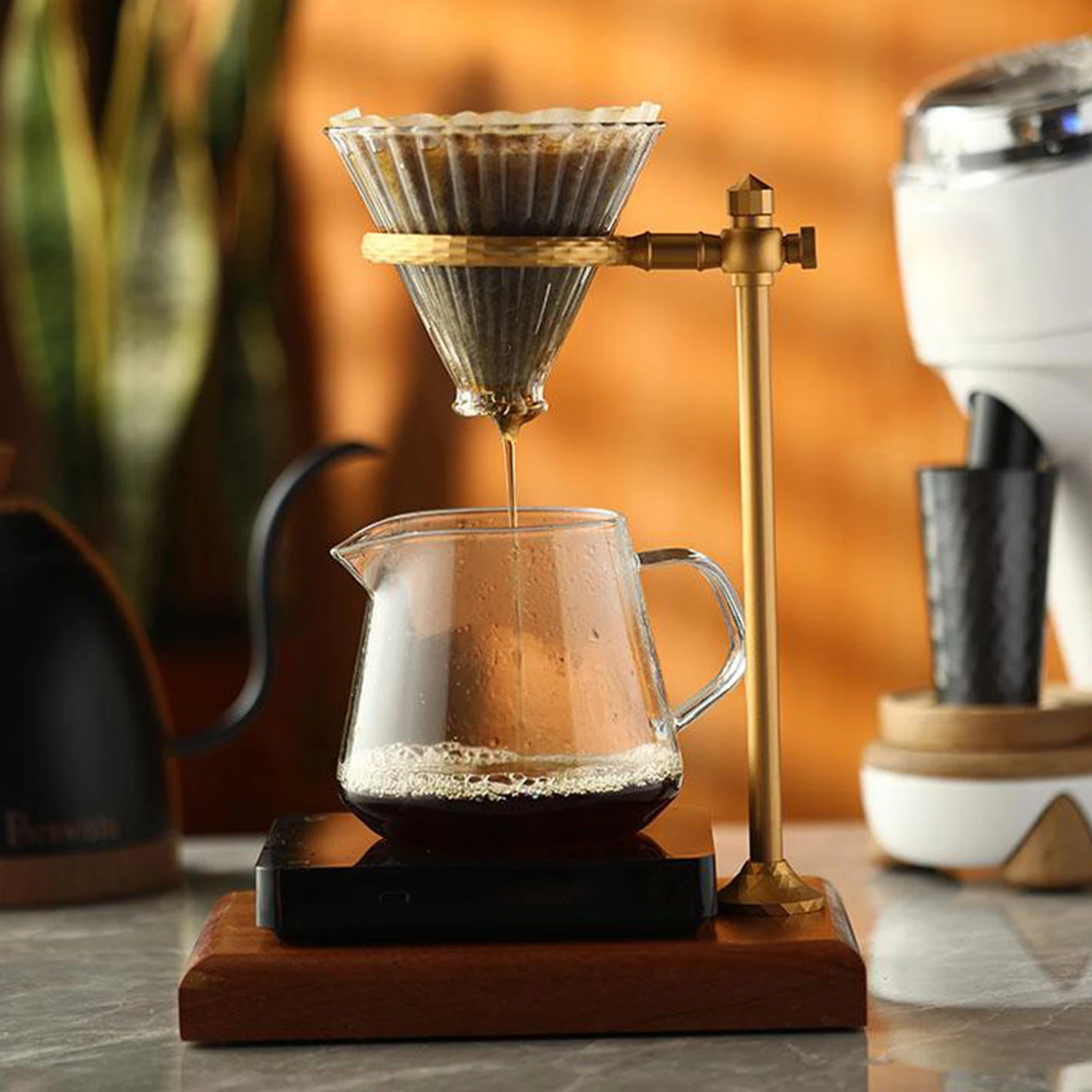 Pour Over Coffee Dripper with Non- Wood Base Stand for Use with Coffee Filter Dripper Coffee Cup for Manual Brewing
