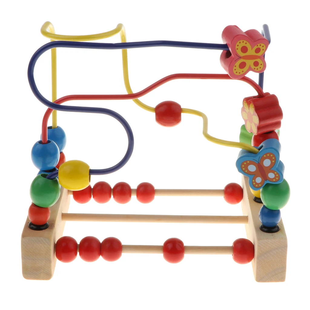 Educational Wooden Beads Maze Roller Coaster Wood Toy For Toddler Baby, Early Educational Toys Baby Coaster Beads Toy