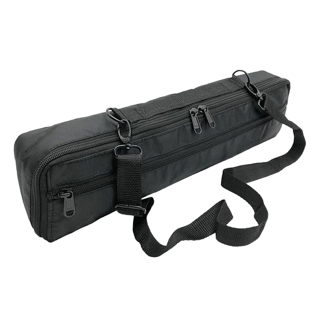 Portable 16 Holes Flute Bag Black Plushed Padded w/ Shoulder Strap Accessory