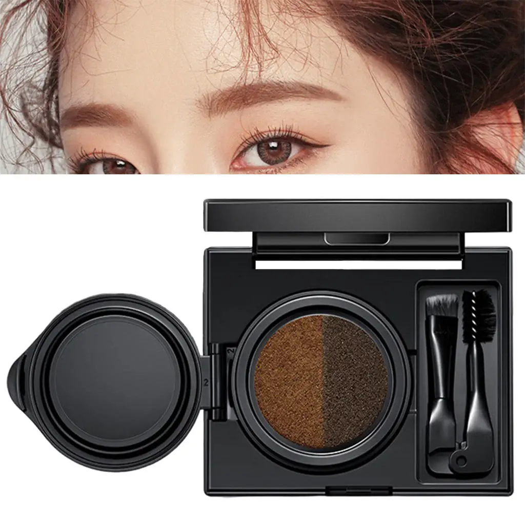 2 Color Eyebrow Powder Cosmetic Set Makeup Shading Kit Built in Mirror Birthday Girl Women Eyebrow Air Cushion Palette