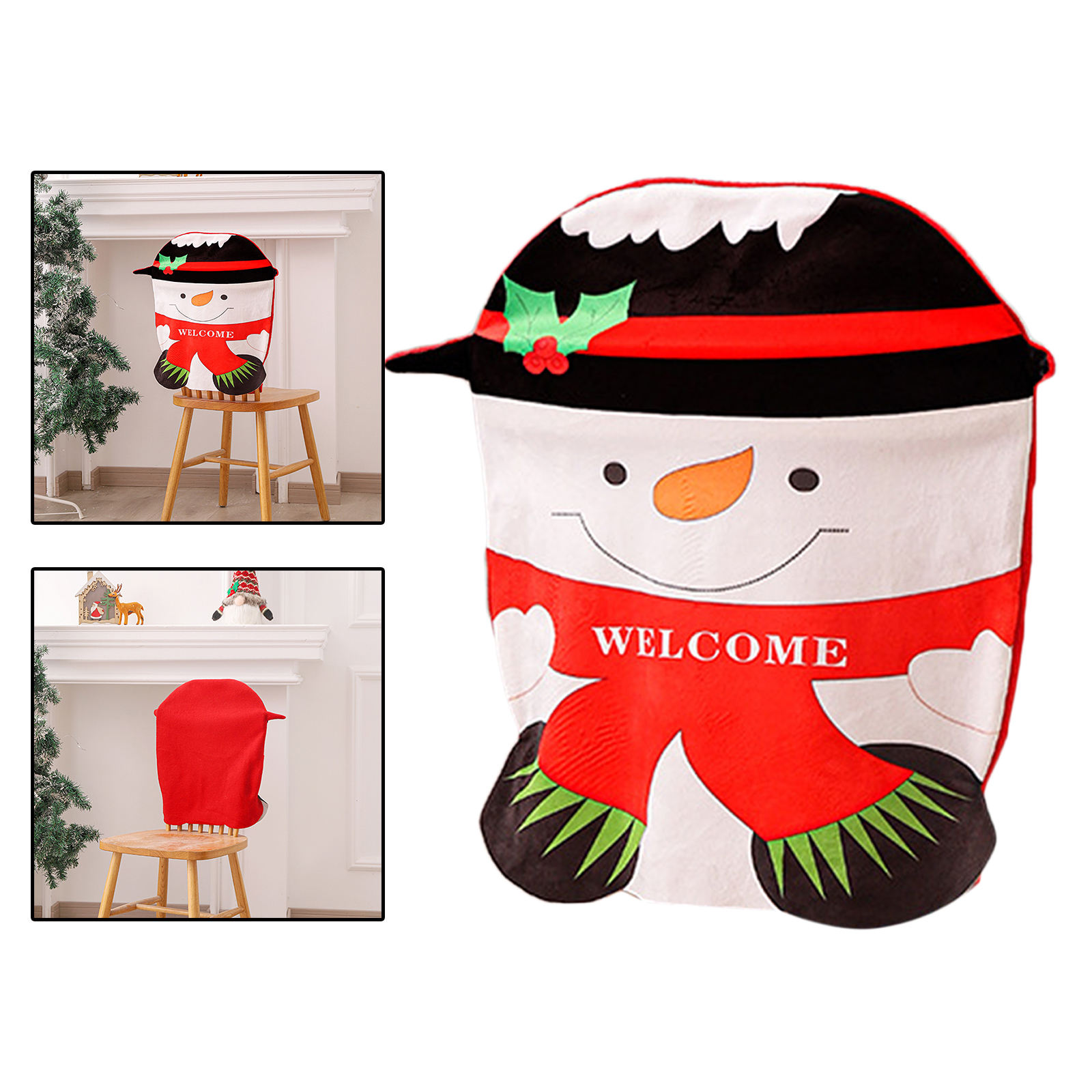 Christmas Chair Cover Lovely Design Suede Backrest Covers Elk Vivid Image Slipcover Decor Seasonal Snowman for Party